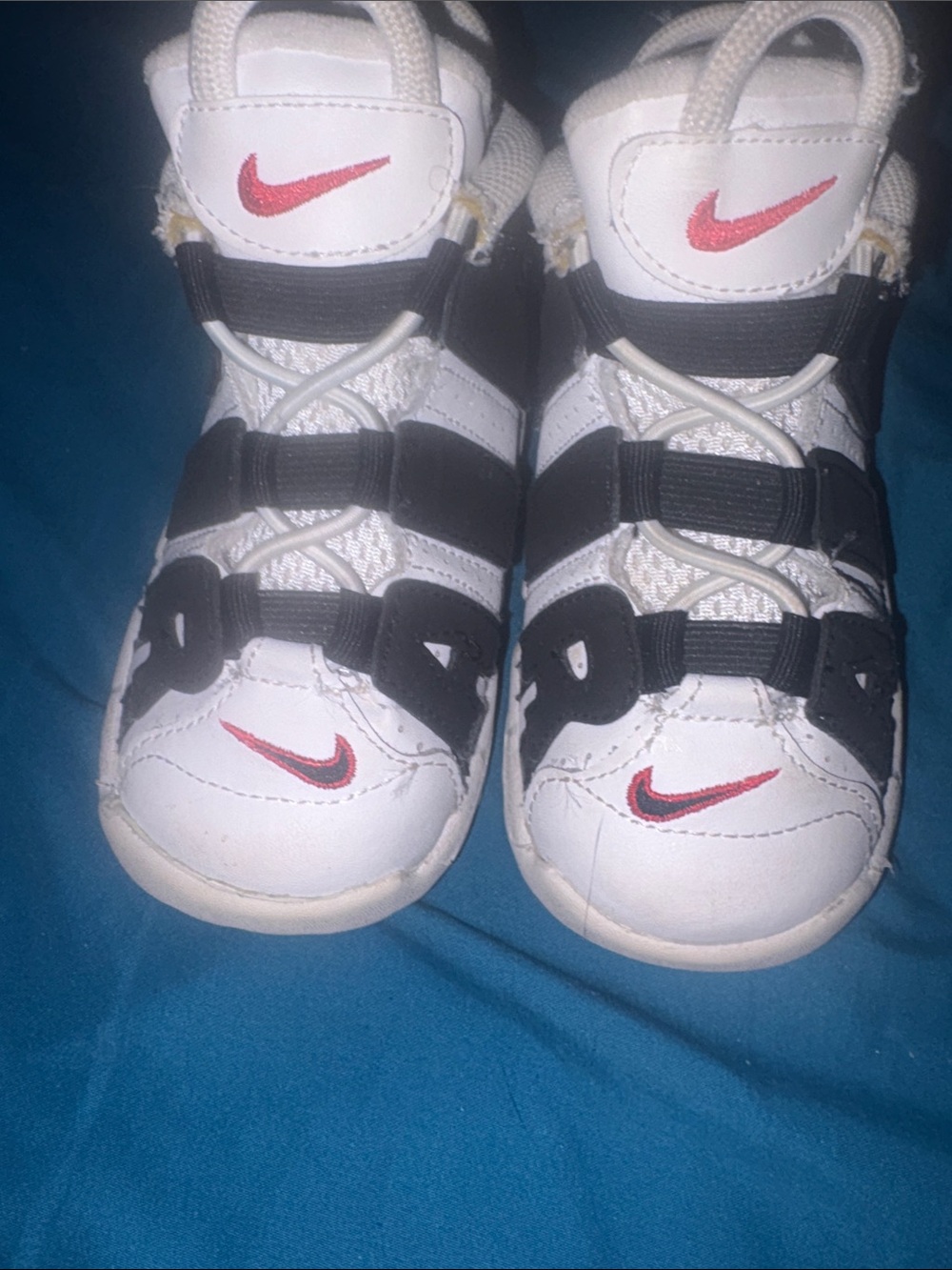 Nike air Kids White and Black Sneakers with Red Swoosh